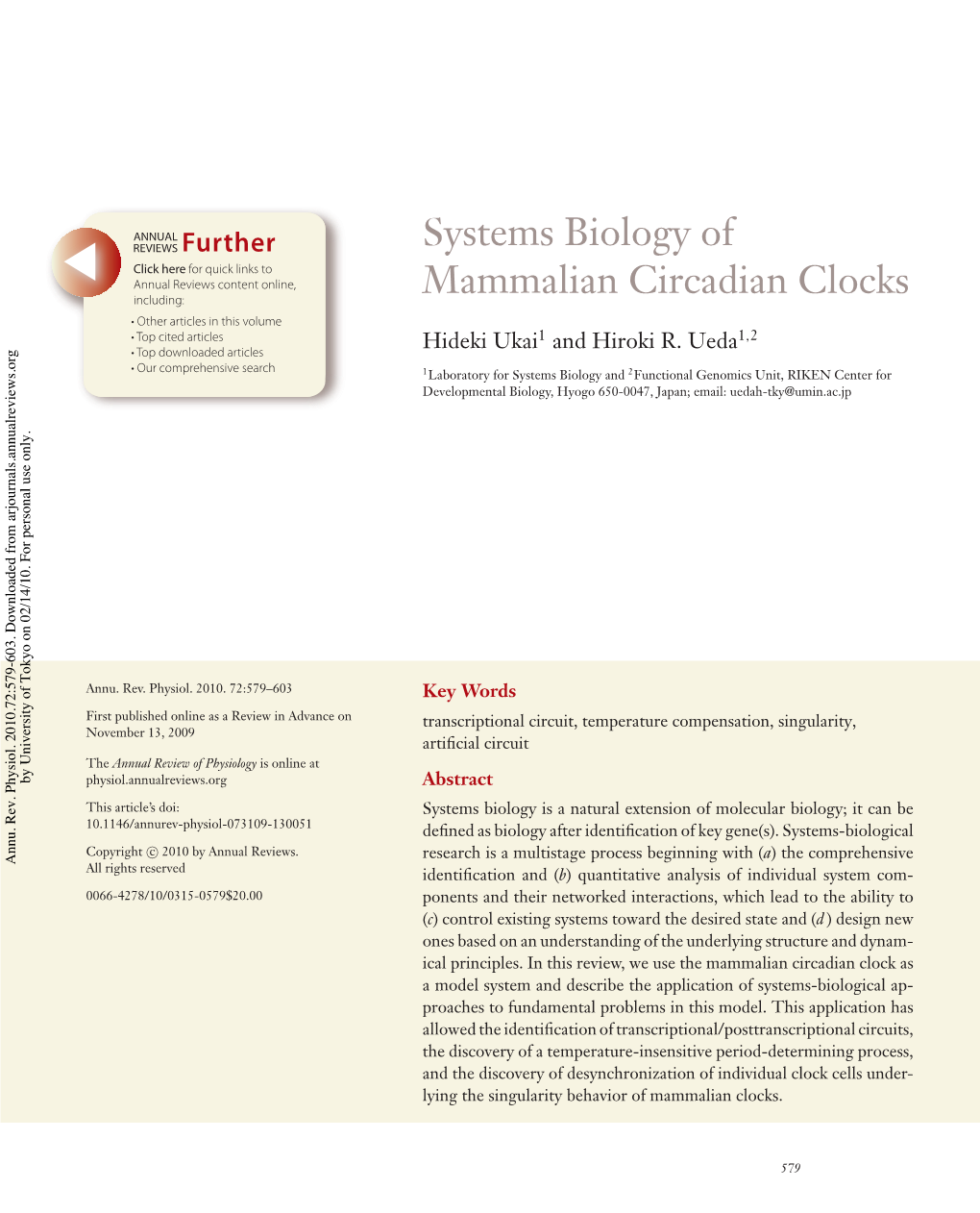 Systems Biology of Mammalian Circadian Clocks