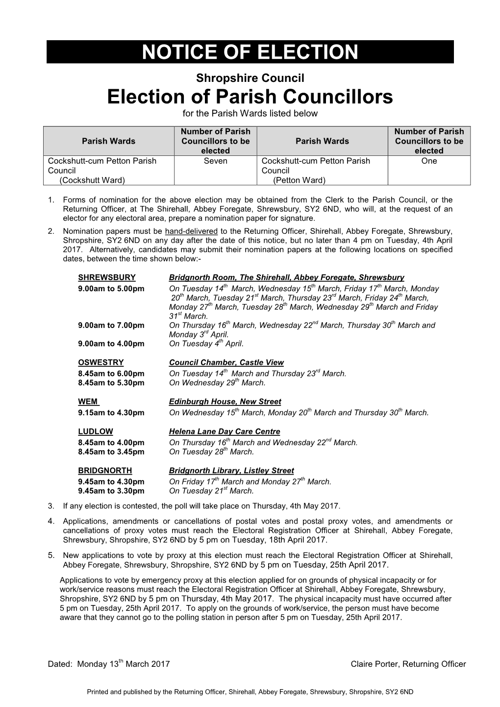 Notice of Election Double Column