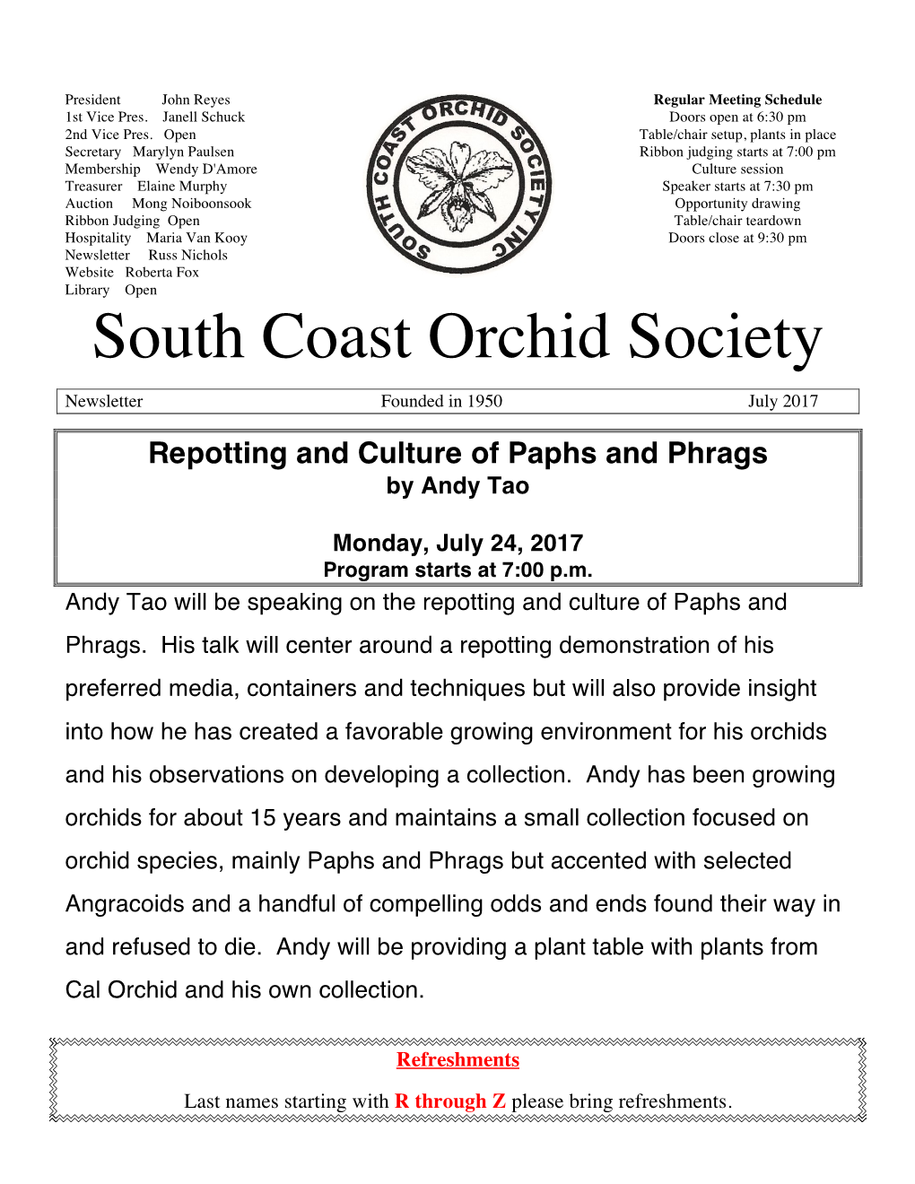 July 2017 Repotting and Culture of Paphs and Phrags by Andy Tao