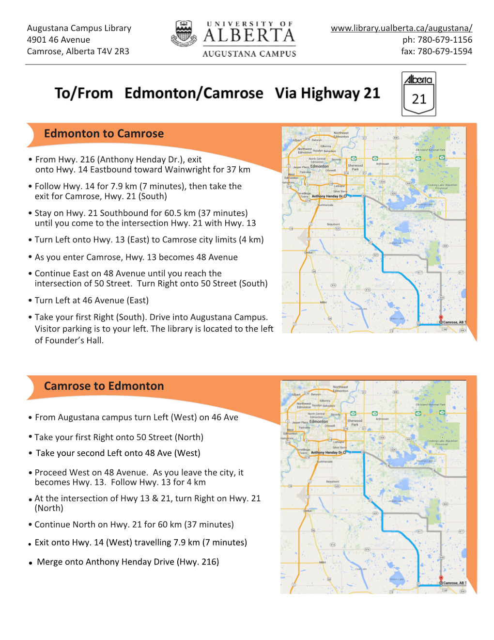 Camrose to Edmonton Edmonton to Camrose