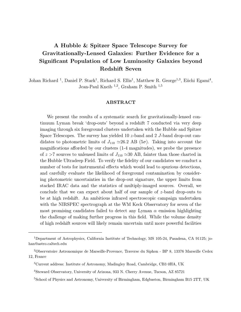 A Hubble & Spitzer Space Telescope Survey for Gravitationally-Lensed