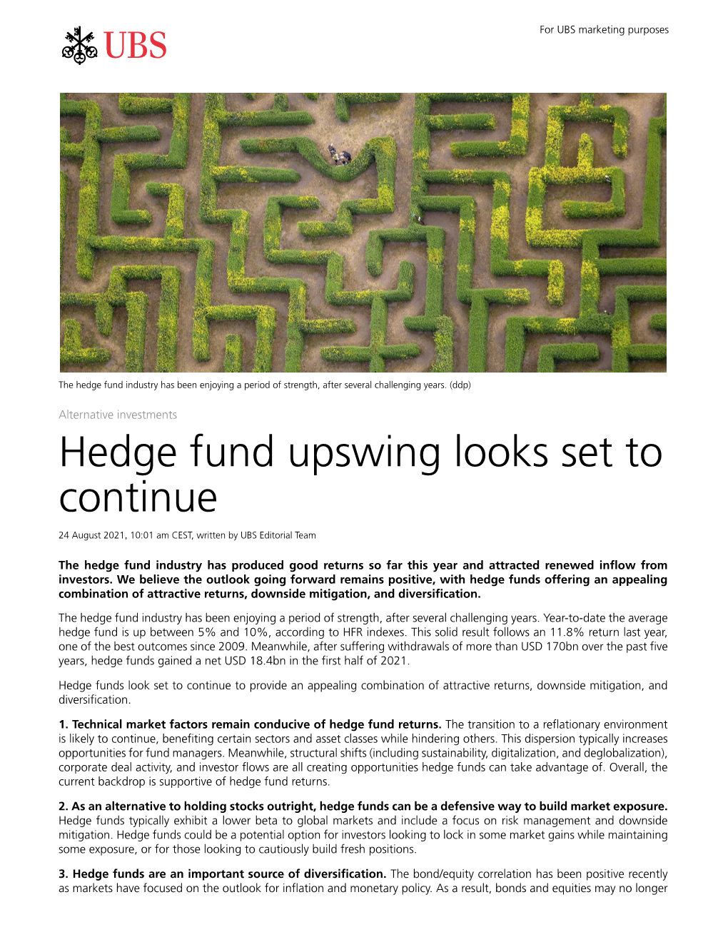 Hedge Fund Upswing Looks Set to Continue