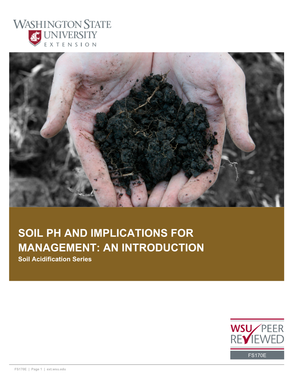 SOIL PH and IMPLICATIONS for MANAGEMENT: an INTRODUCTION Soil Acidification Series