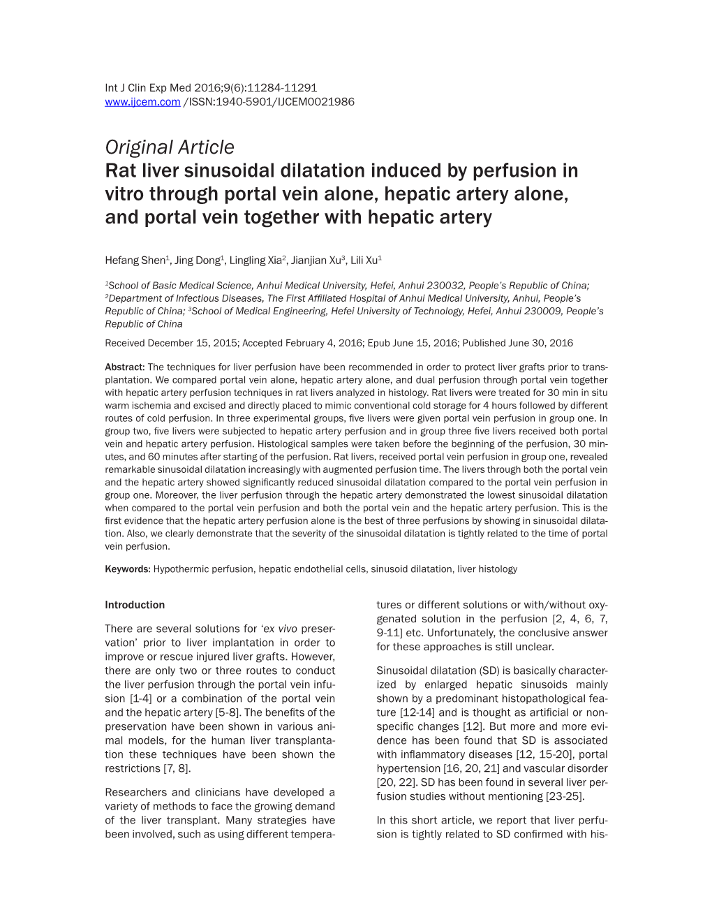 Original Article Rat Liver Sinusoidal Dilatation Induced by Perfusion In