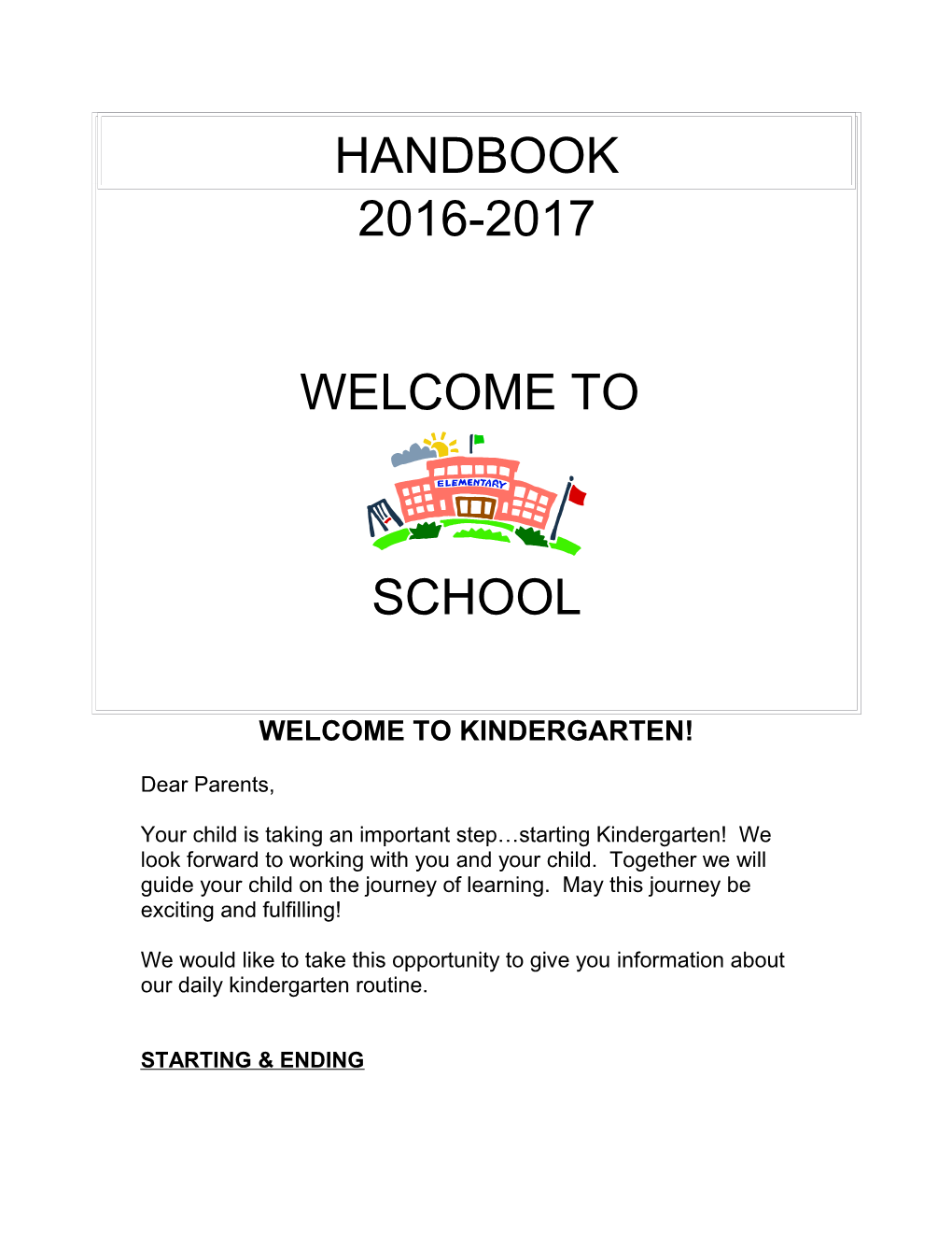 Welcome to Kindergarten!