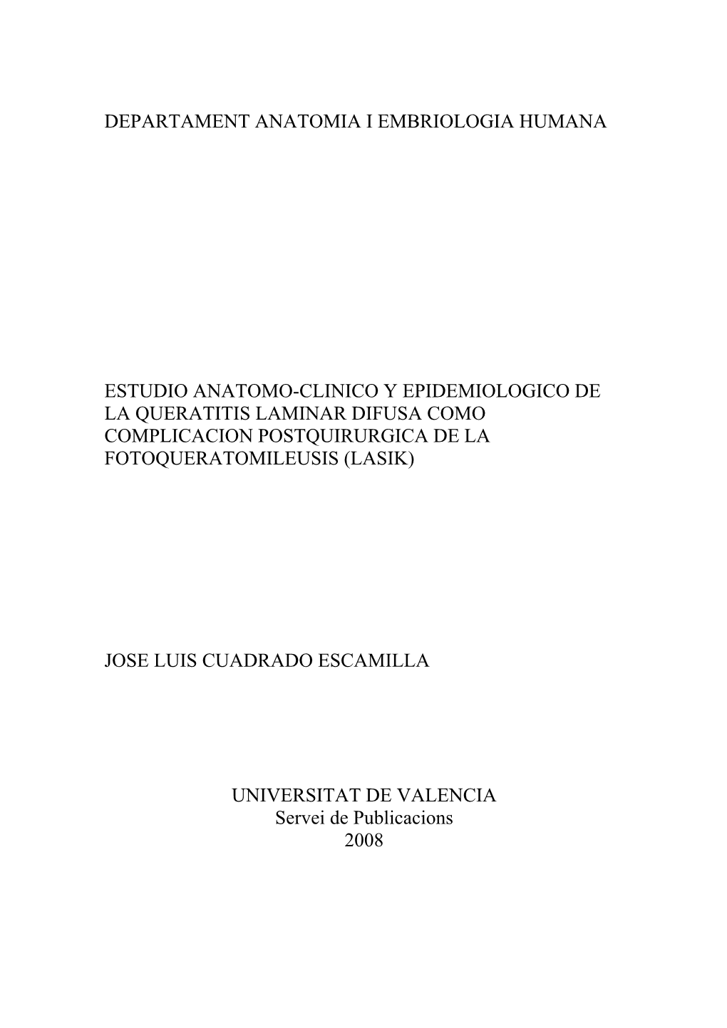 Departament Anatomia I Embriologia Humana