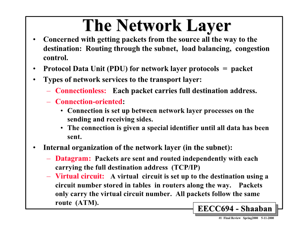 The Network Layer