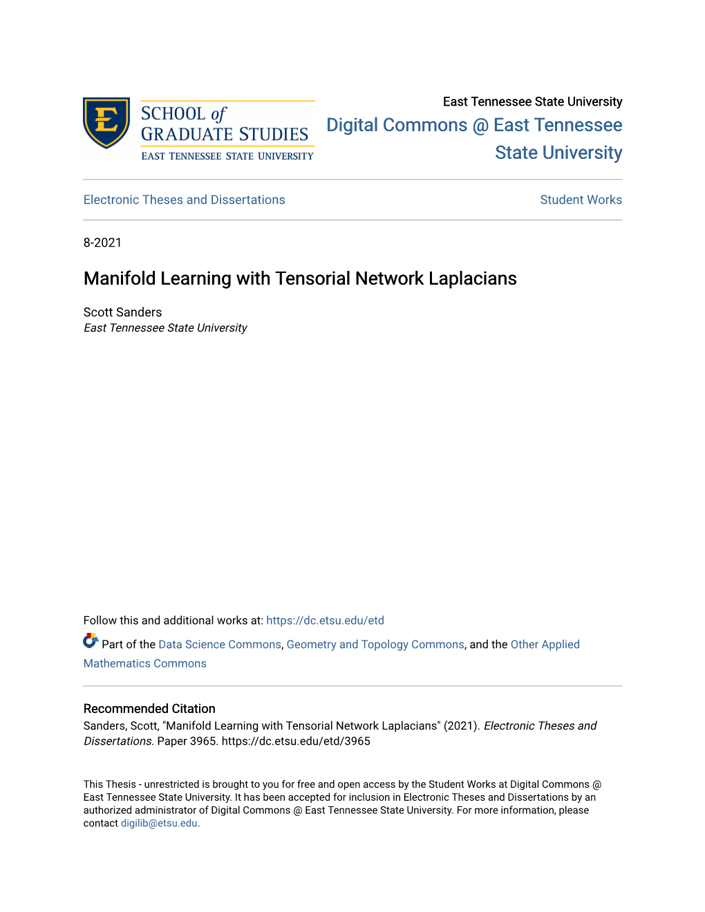 Manifold Learning with Tensorial Network Laplacians