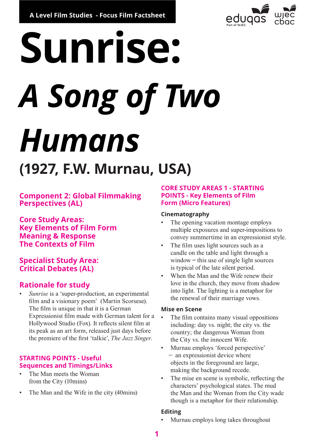 Sunrise: a Song of Two Humans (1927, F.W