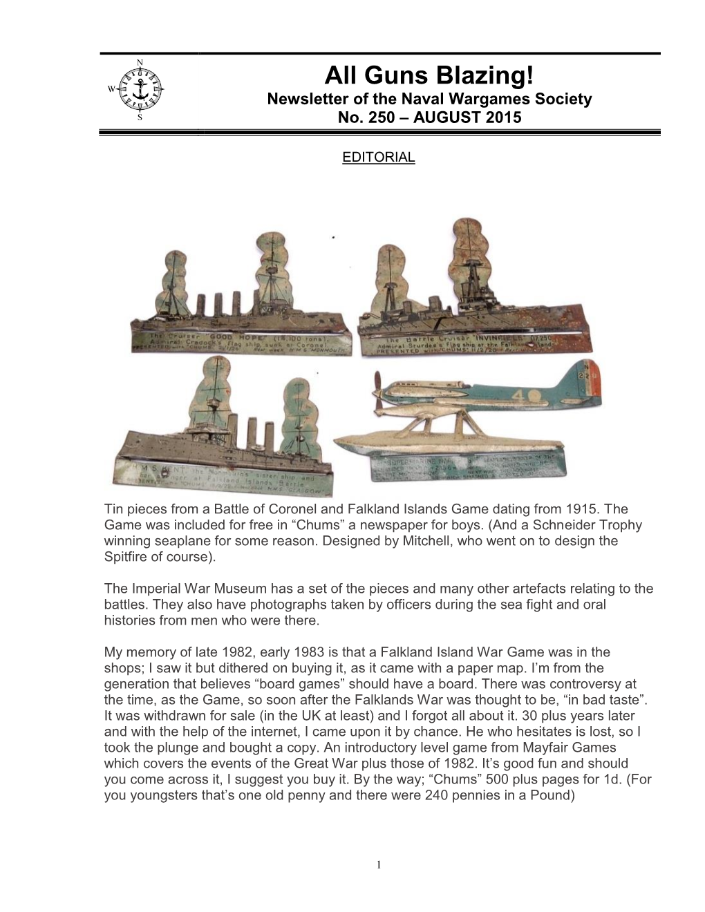 All Guns Blazing! Newsletter of the Naval Wargames Society No