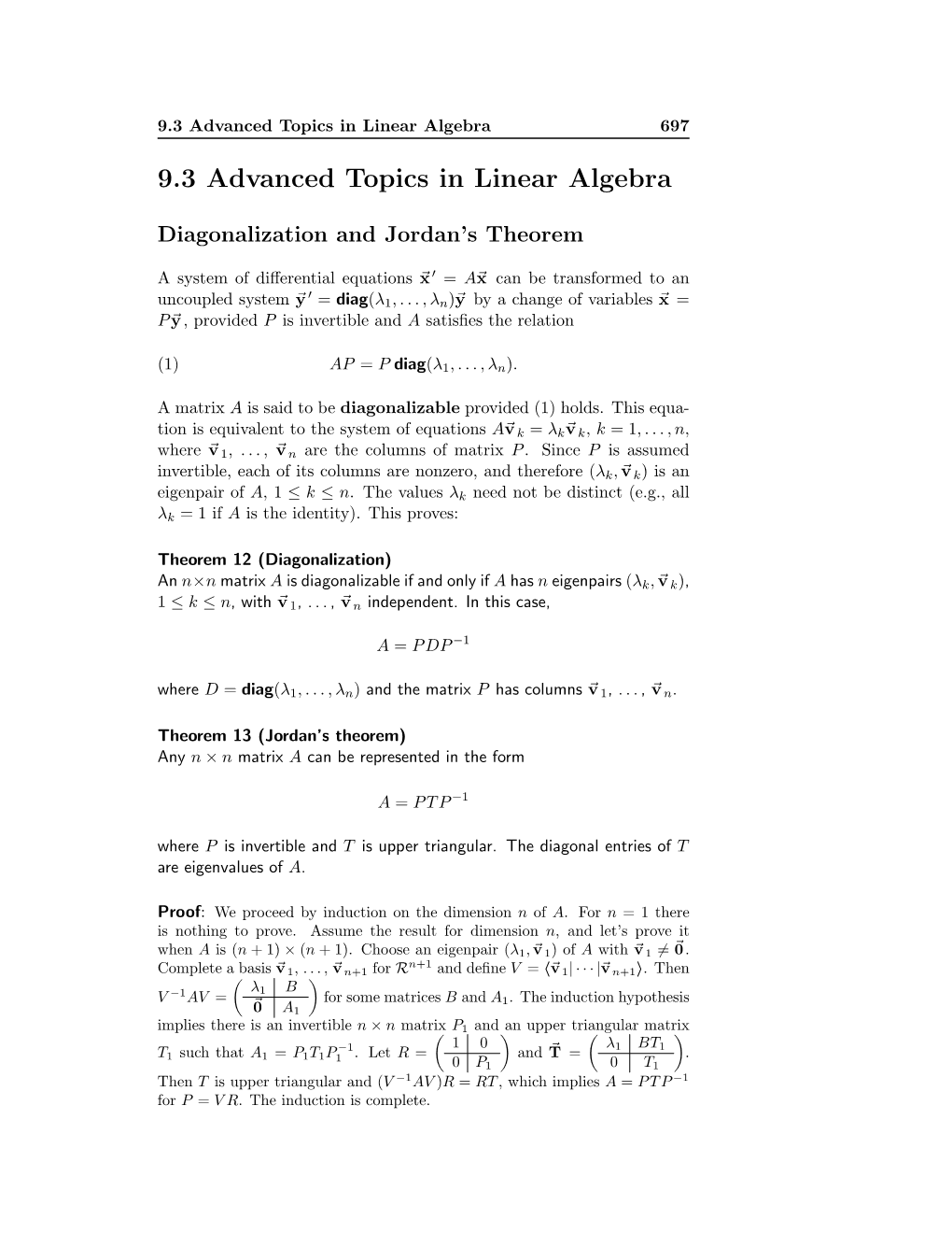 9.3 Advanced Topics in Linear Algebra 697