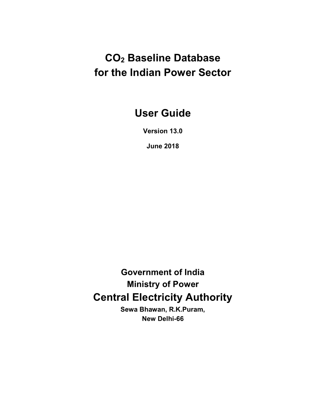 CO2 Baseline Database for the Indian Power Sector User Guide Central