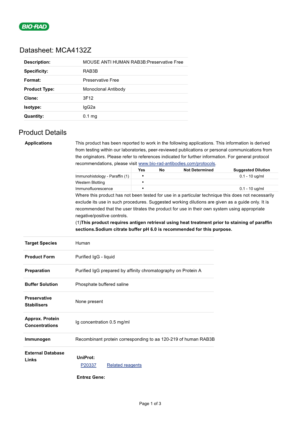 Datasheet: MCA4132Z Product Details