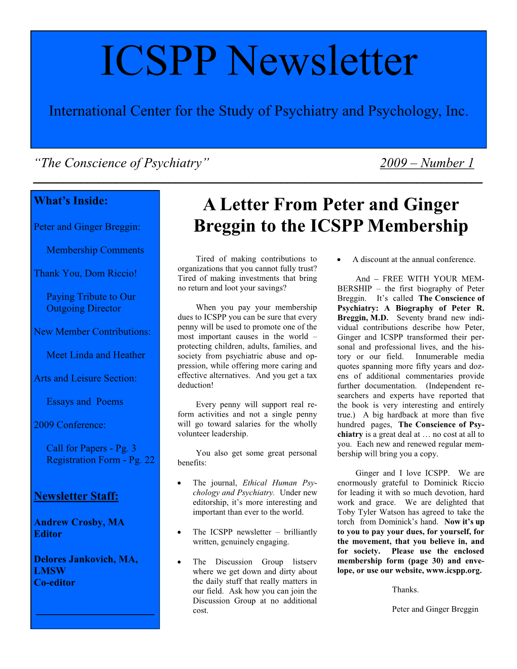 ICSPP Newsletter