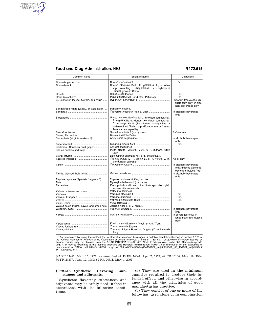 Food and Drug Administration, HHS § 172.515