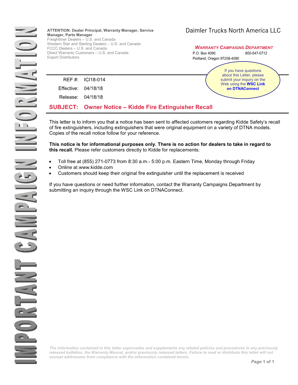 Owner Notice – Kidde Fire Extinguisher Recall