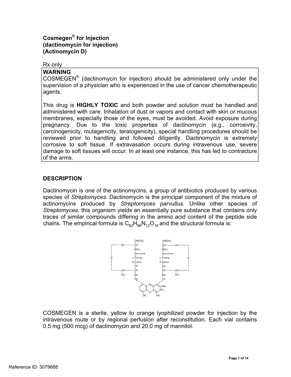 Dactinomycin for Injection) (Actinomycin D