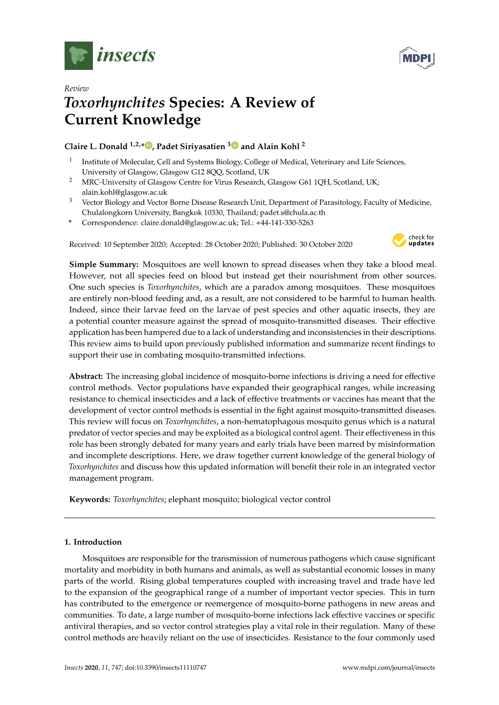 Toxorhynchites Species: a Review of Current Knowledge