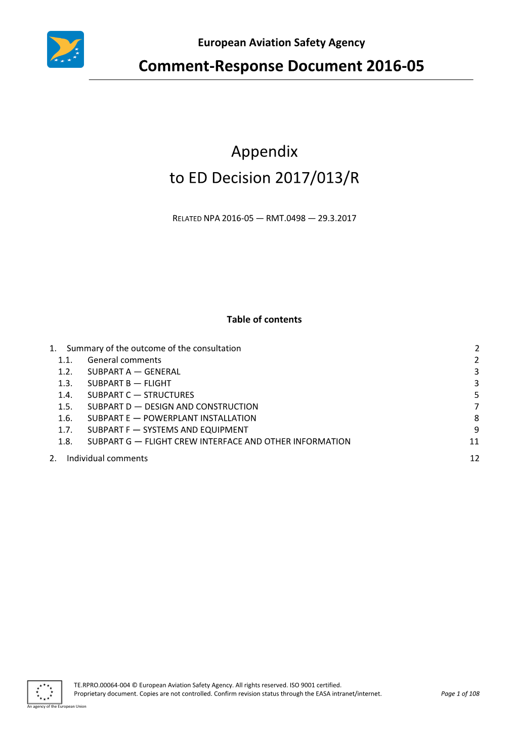 Appendix to ED Decision 2017/013/R