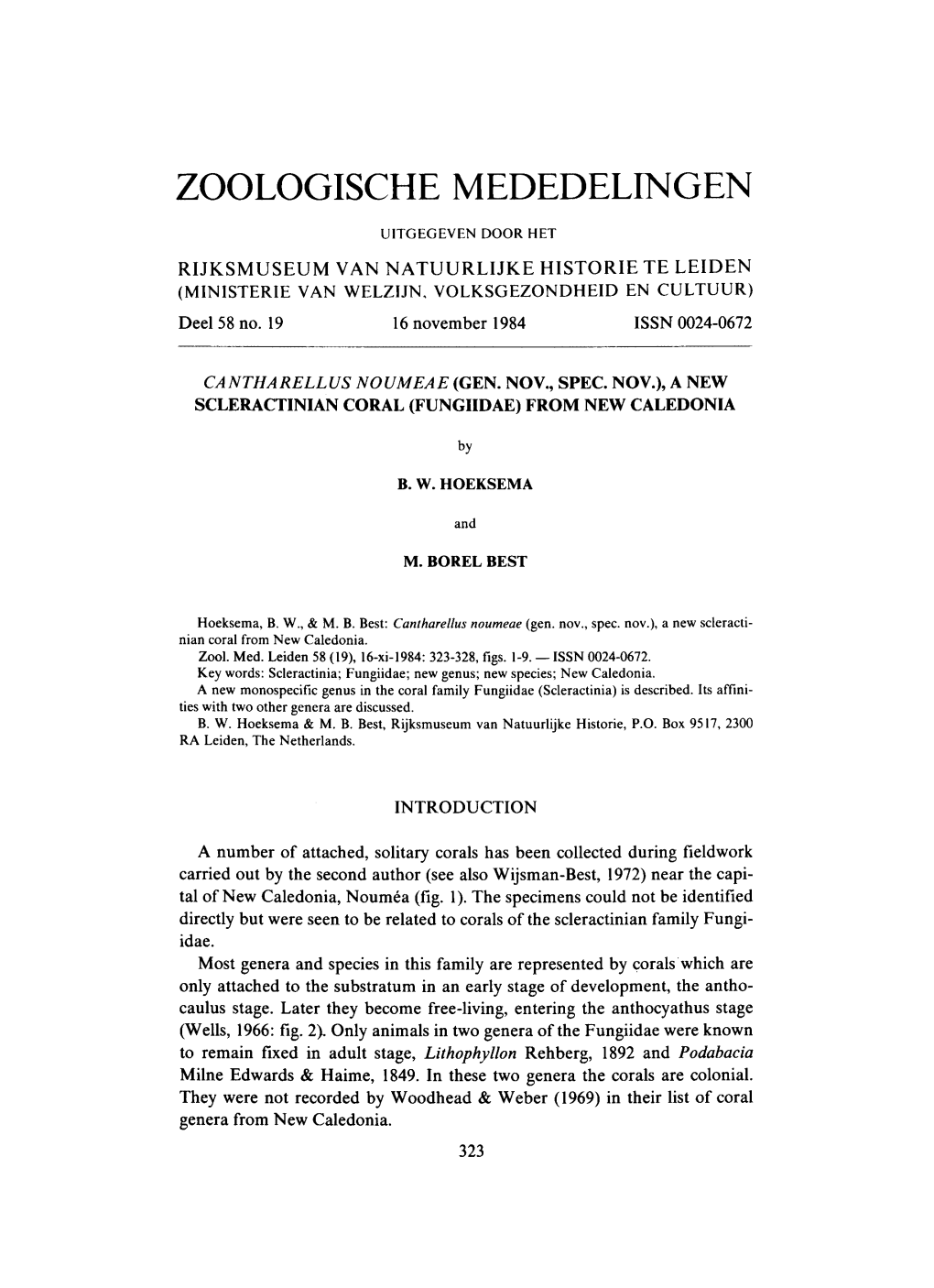 Zoologische Mededelingen