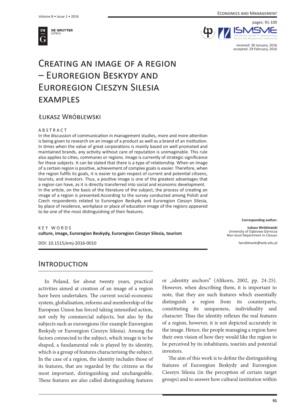 Euroregion Beskydy and Euroregion Cieszyn Silesia Examples