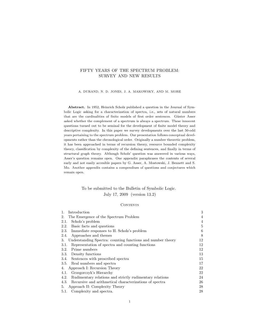 Fifty Years of the Spectrum Problem: Survey and New Results