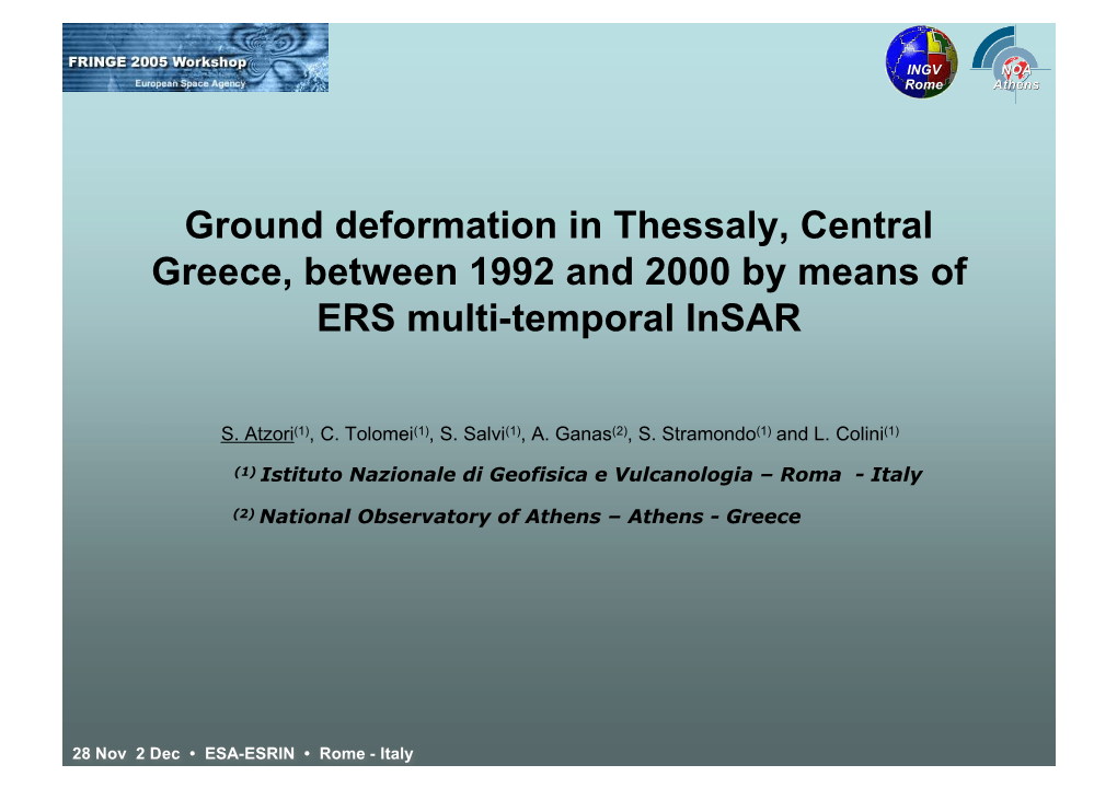 Ground Deformation in Thessaly, Central Greece, Between 1992 and 2000 by Means of ERS Multi-Temporal Insar