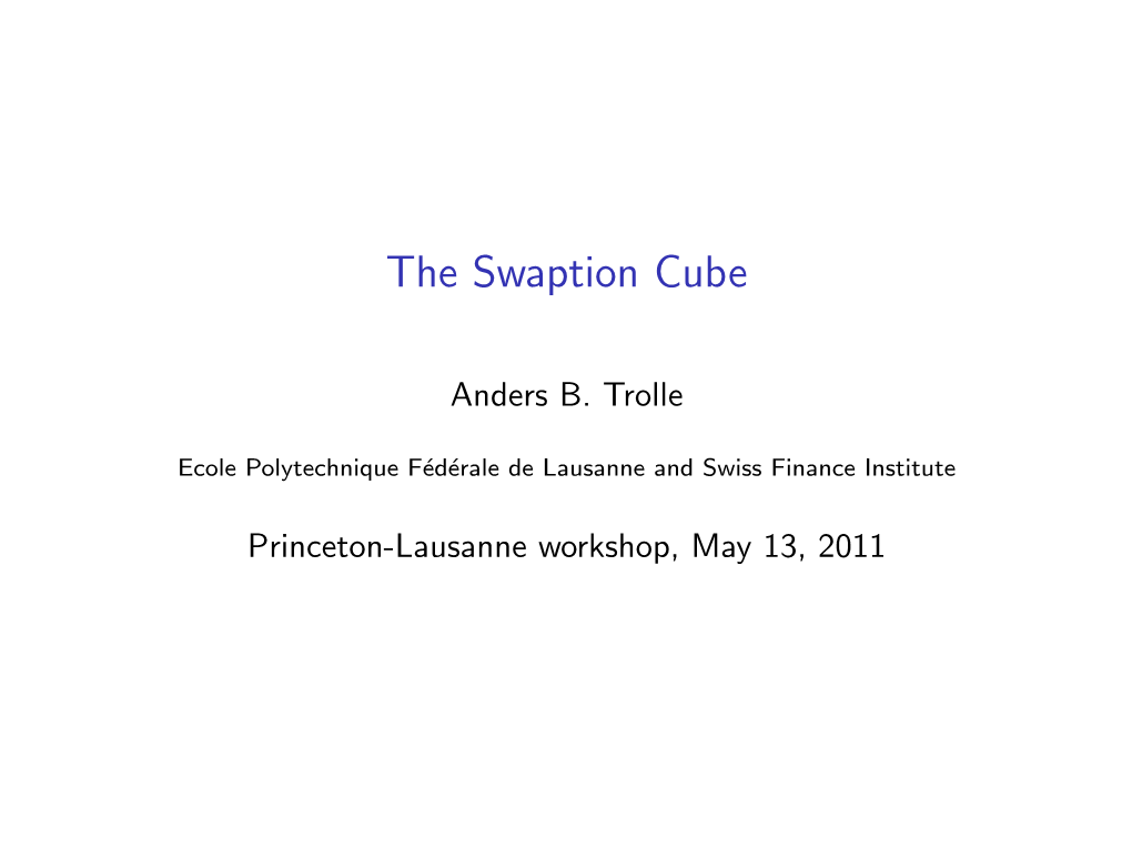 The Swaption Cube