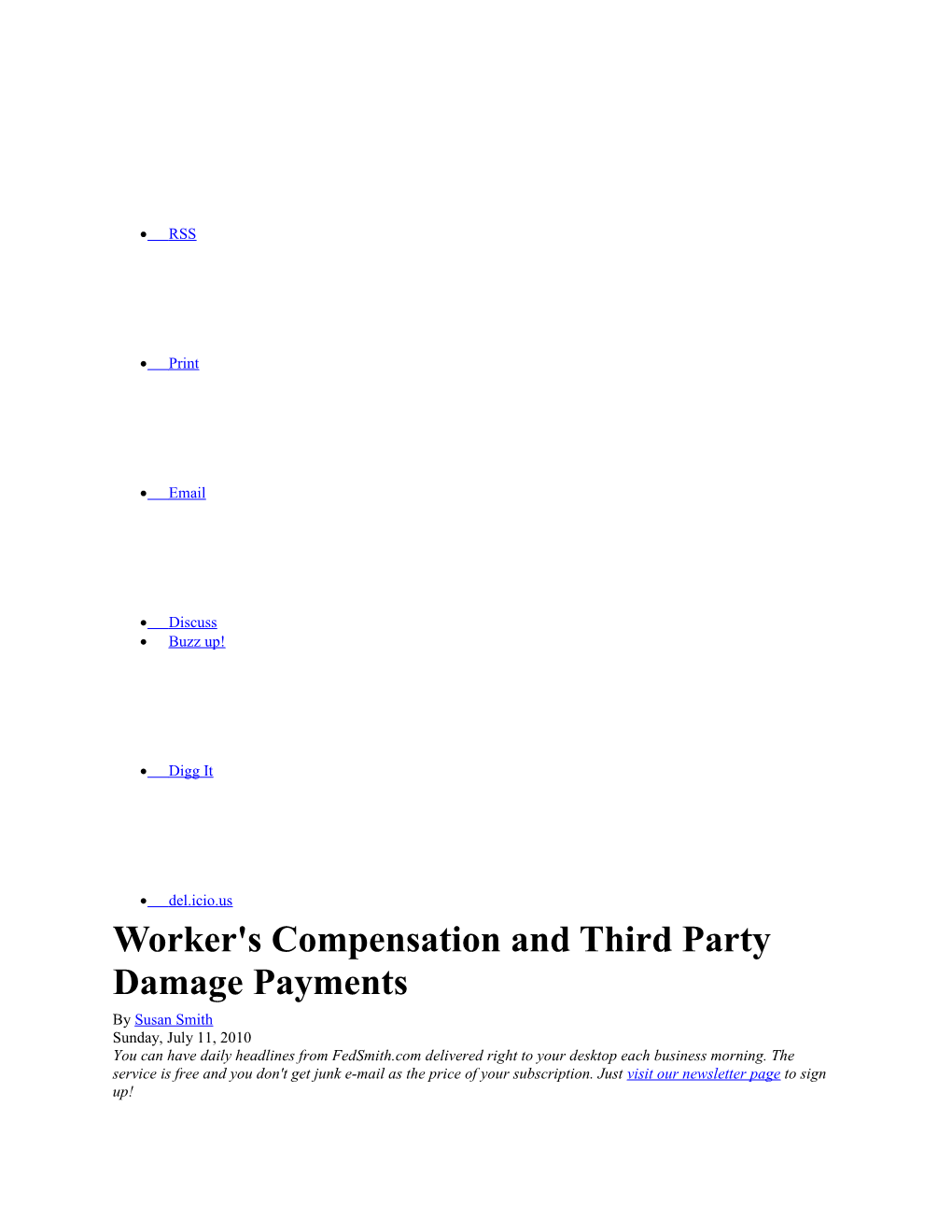 Worker's Compensation and Third Party Damage Payments