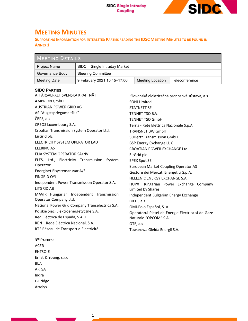 Meeting Minutes Supporting Information for Interested Parties Reading the Idsc Meeting Minutes to Be Found in Annex 1