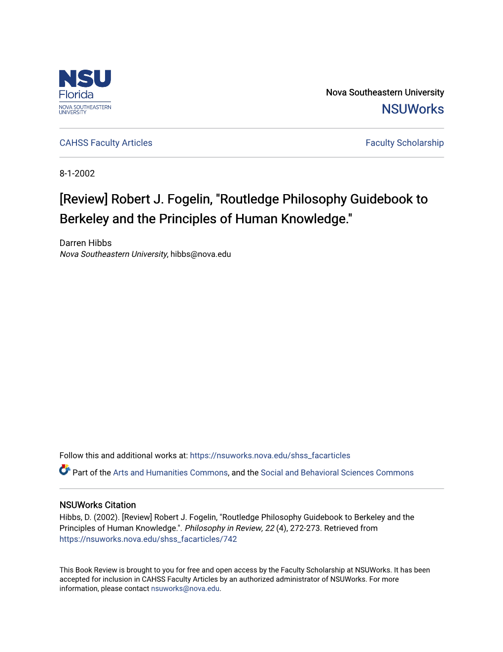 Routledge Philosophy Guidebook to Berkeley and the Principles of Human Knowledge.