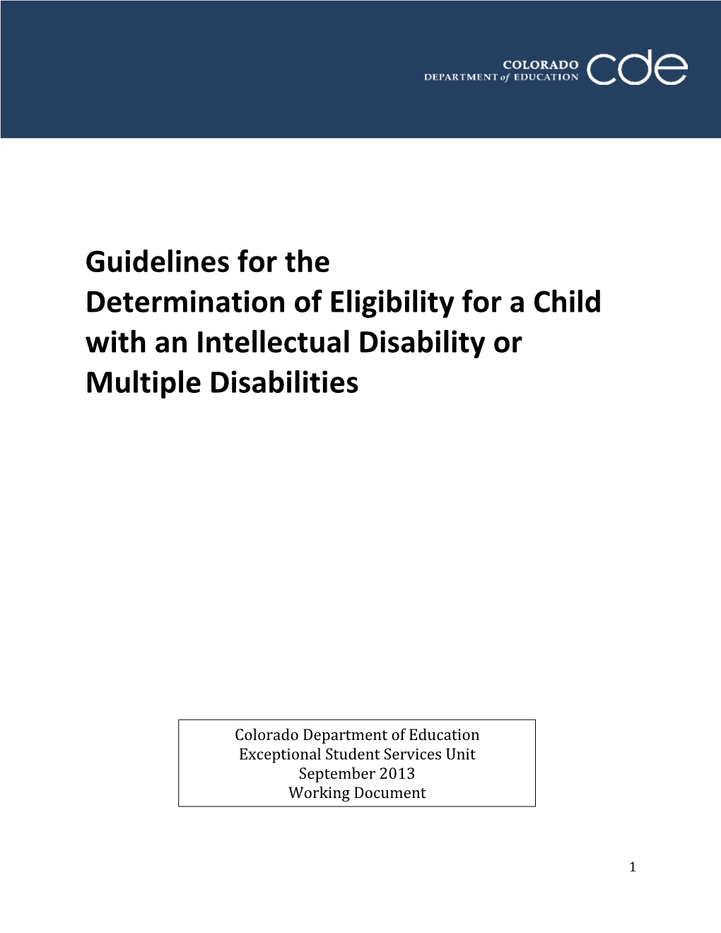 Guidelines for Determining Eligibility for a Child with an Intellectual