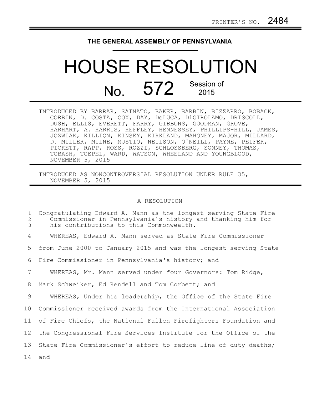 HOUSE RESOLUTION Session of No