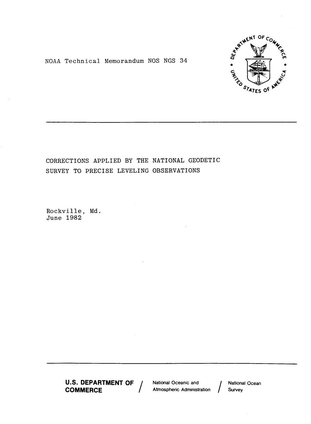 NOAA Technical Memorandum NOS NGS 34 CORRECTIONS APPLIED