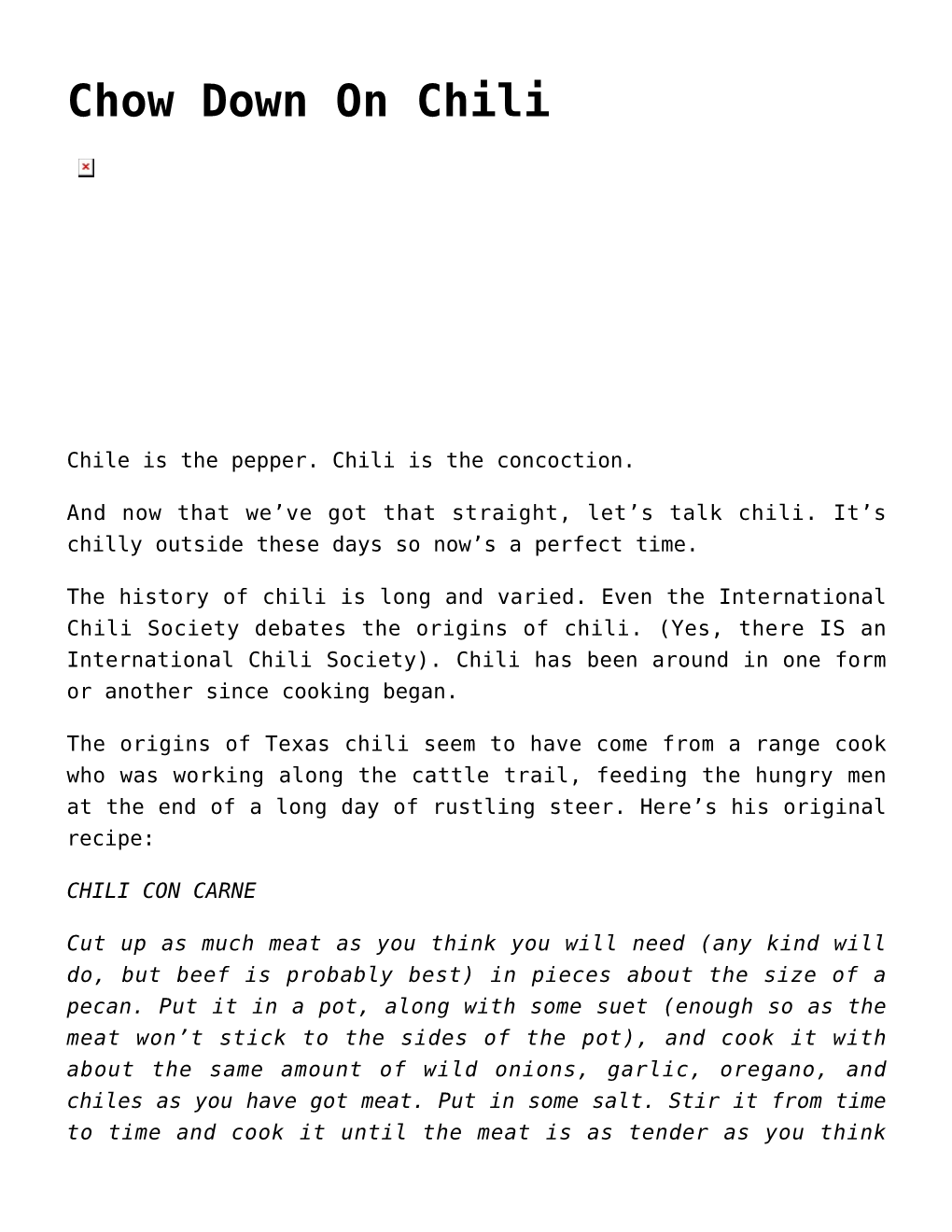 Chow Down on Chili