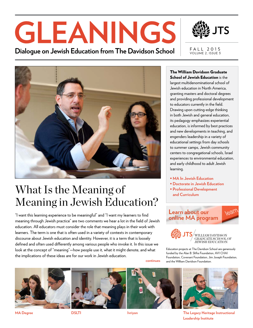 What Is the Meaning of Meaning in Jewish Education? | FALL 2015, VOLUME 2, ISSUE 3