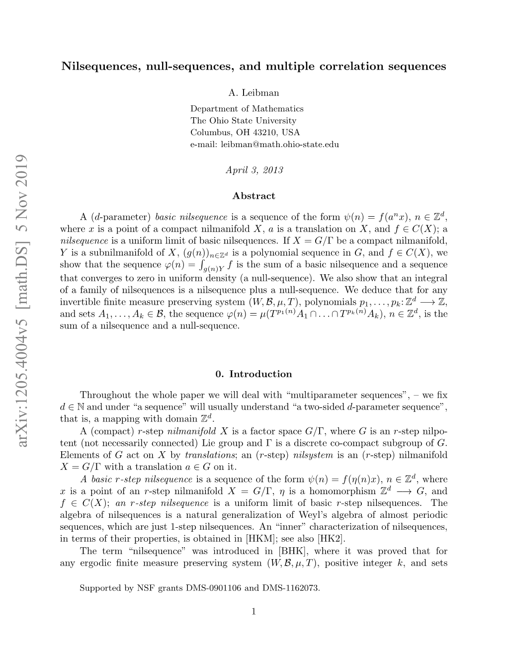 Nilsequences, Null-Sequences, and Multiple Correlation Sequences