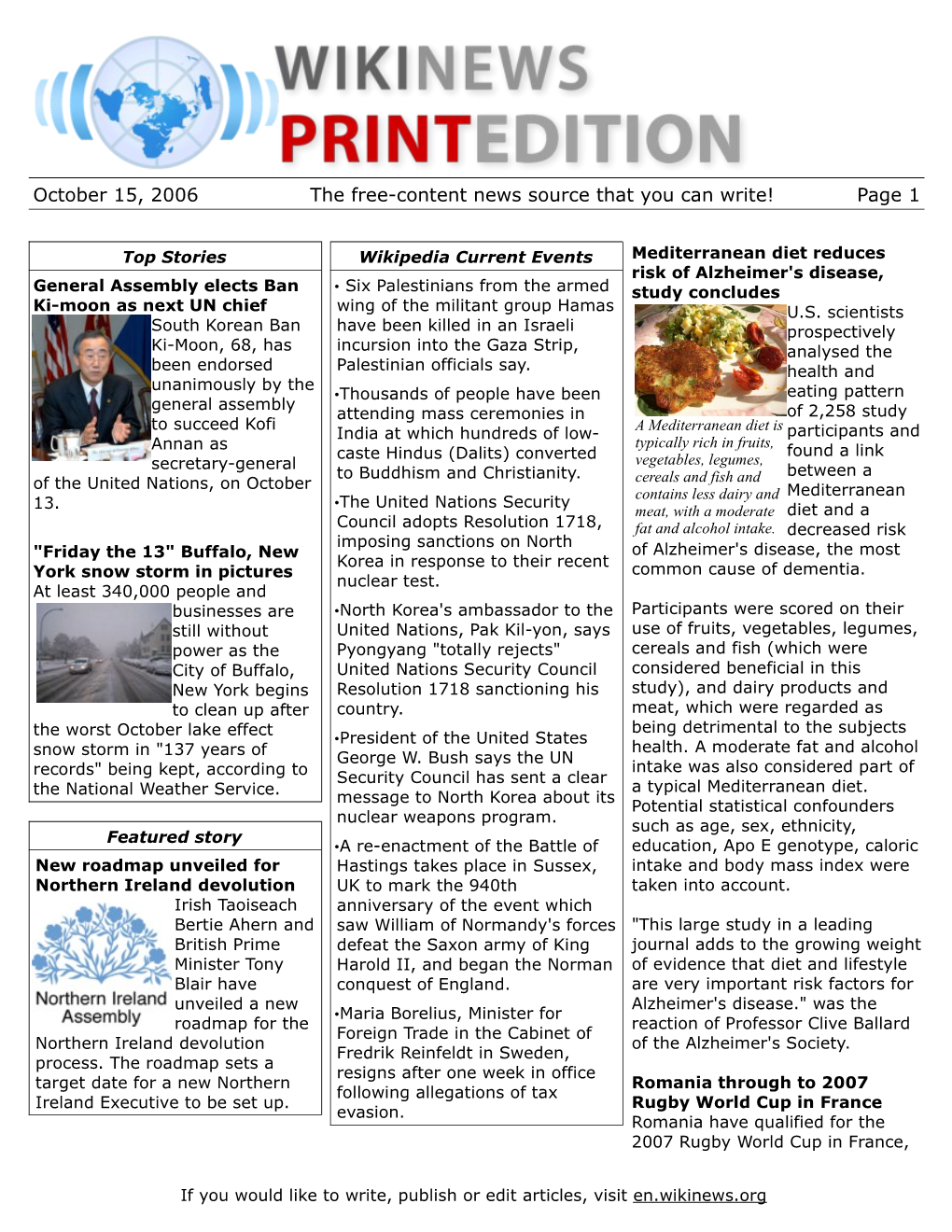 October 15, 2006 the Free-Content News Source That You Can Write! Page 1