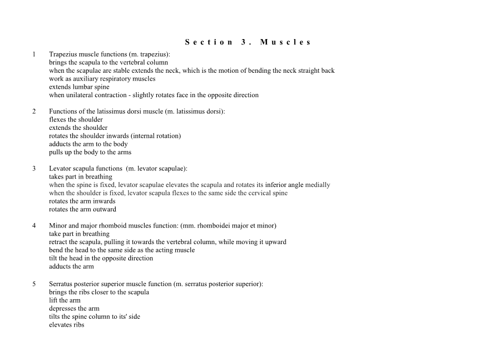 Anatomy Module 3. Muscles. Materials for Colloquium Preparation