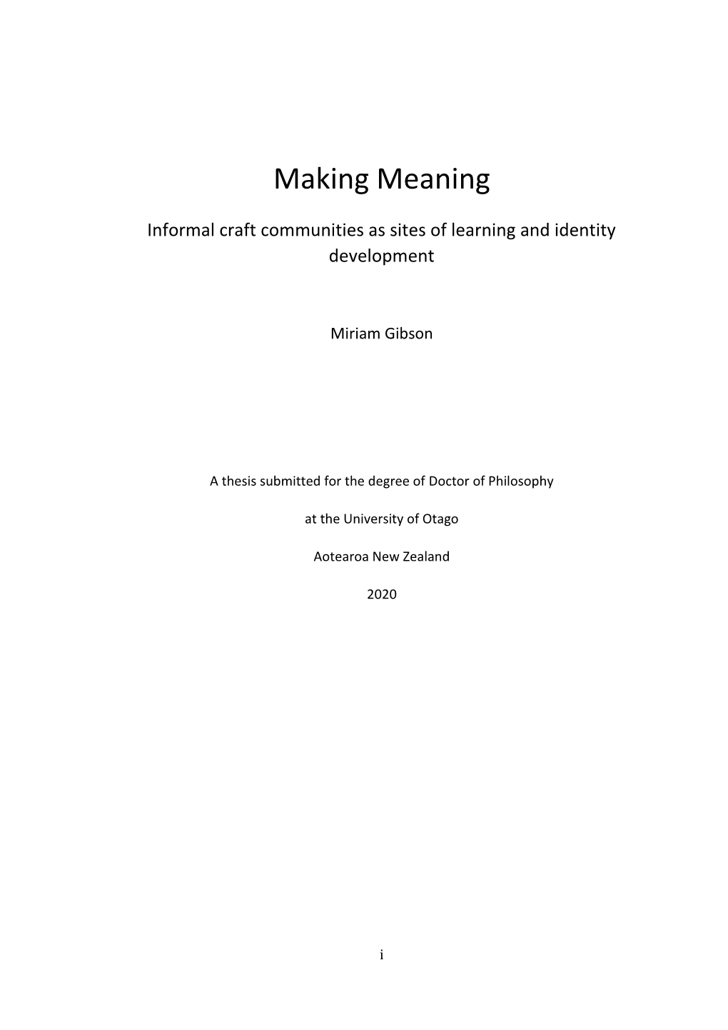 Making Meaning