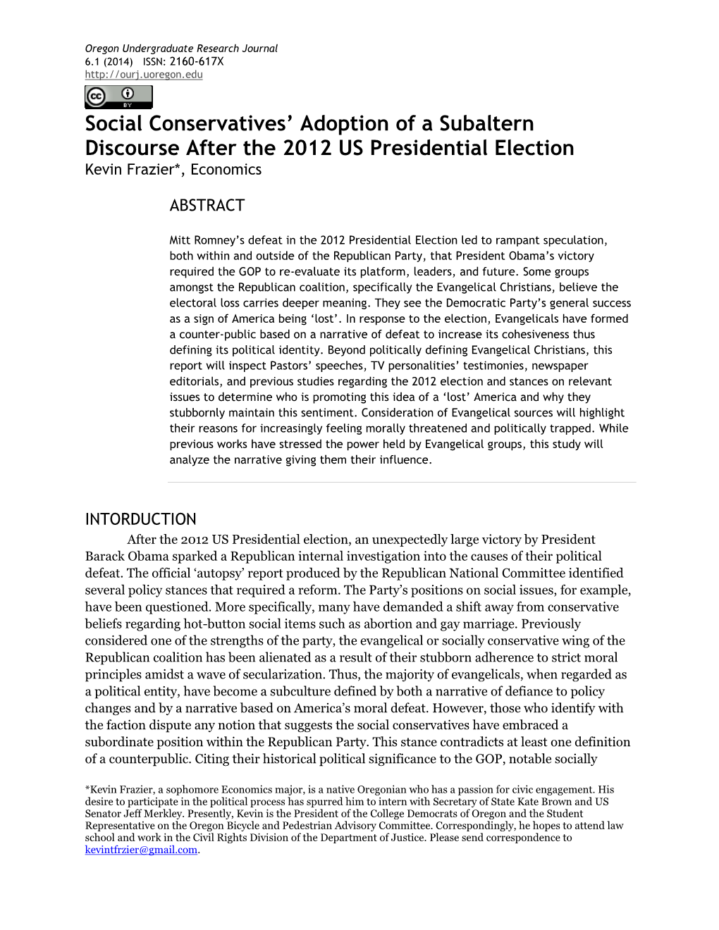 Social Conservatives' Adoption of a Subaltern Discourse After the 2012