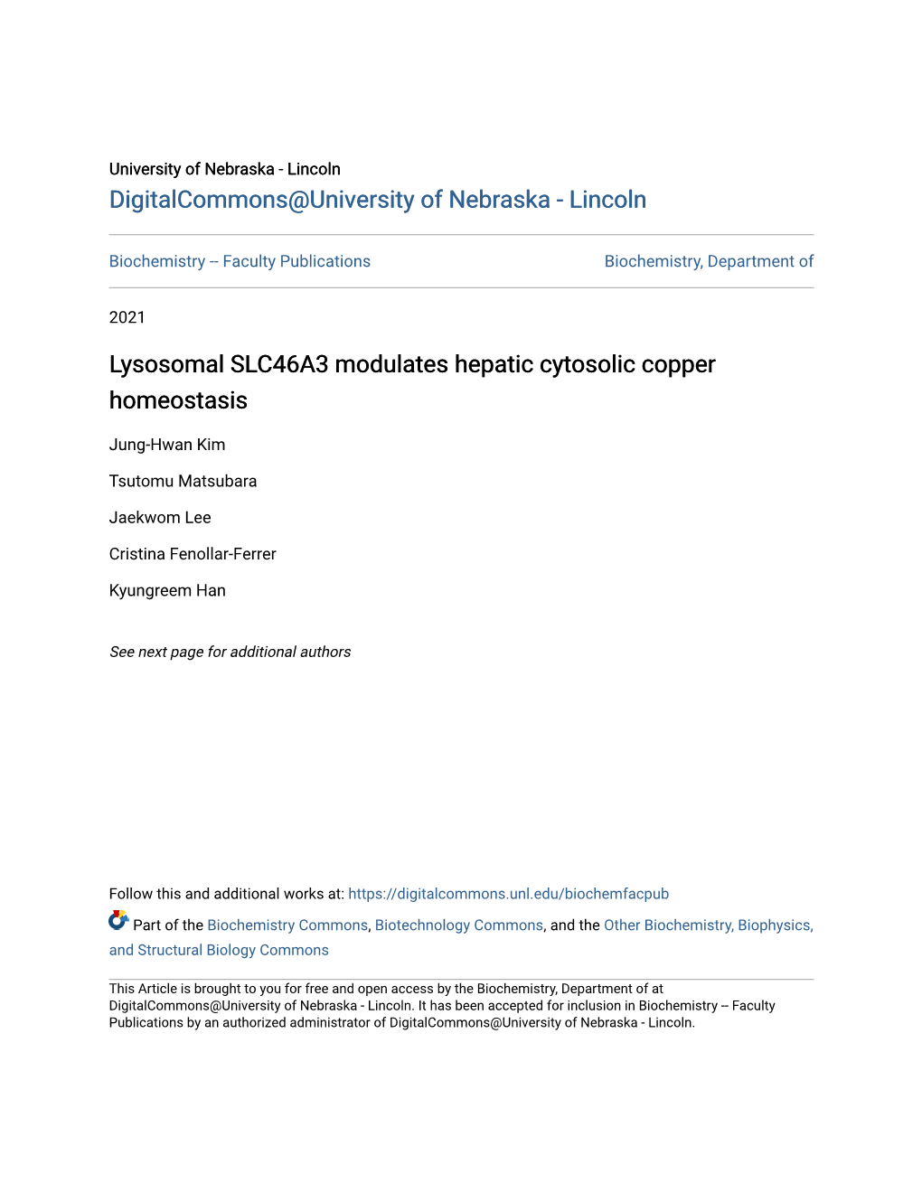 Lysosomal SLC46A3 Modulates Hepatic Cytosolic Copper Homeostasis