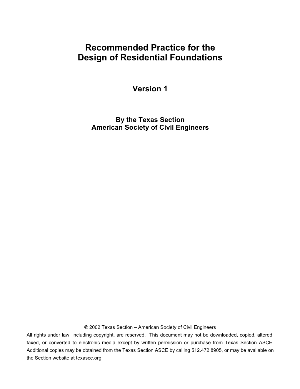 Recommended Practice for the Design of Residential Foundations