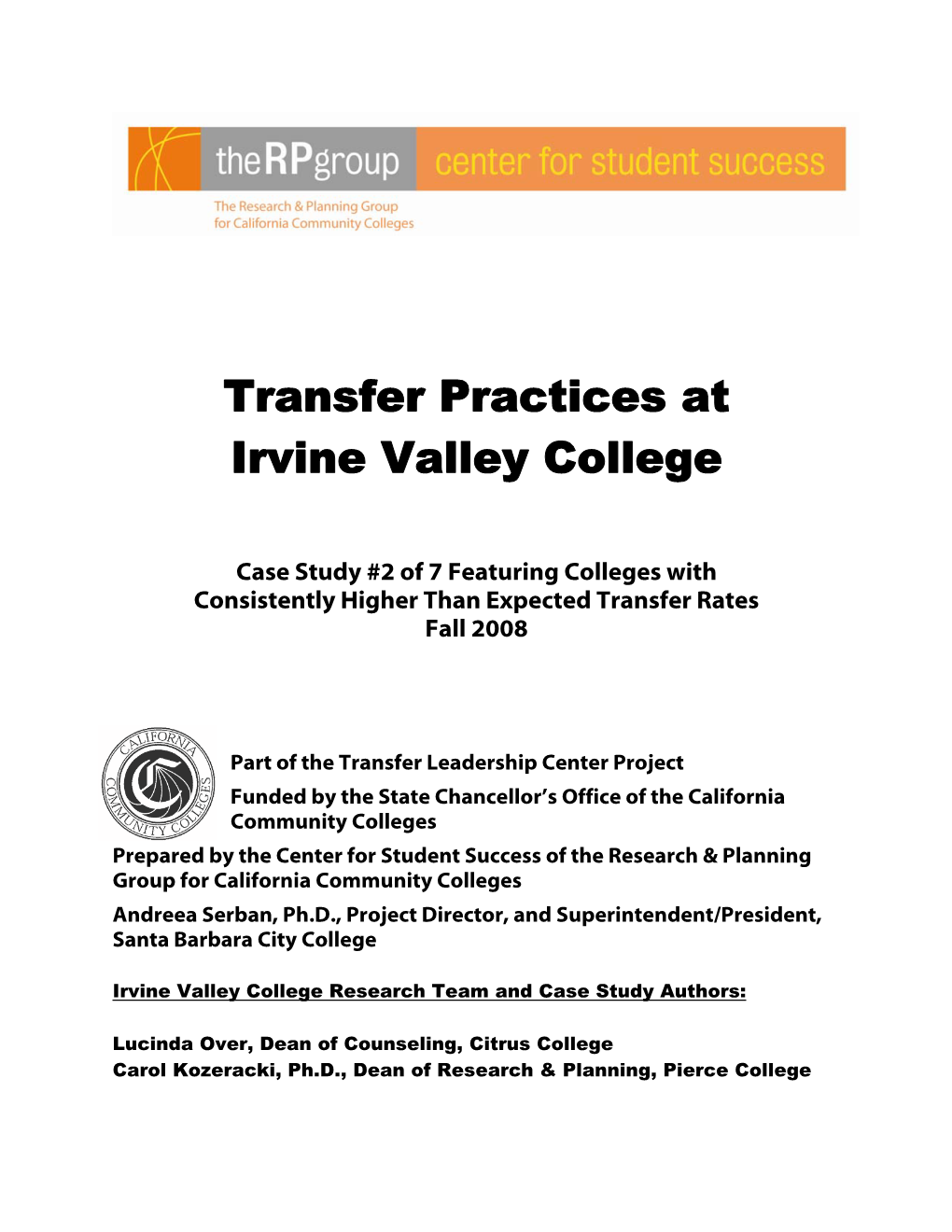 Transfer Practices at Irvine Valley College