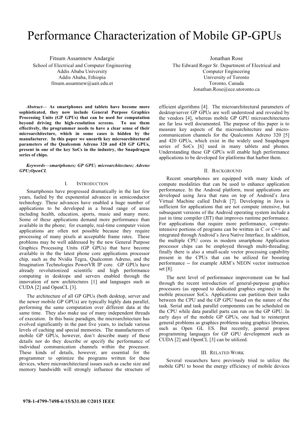 Performance Characterization of Mobile GP-Gpus