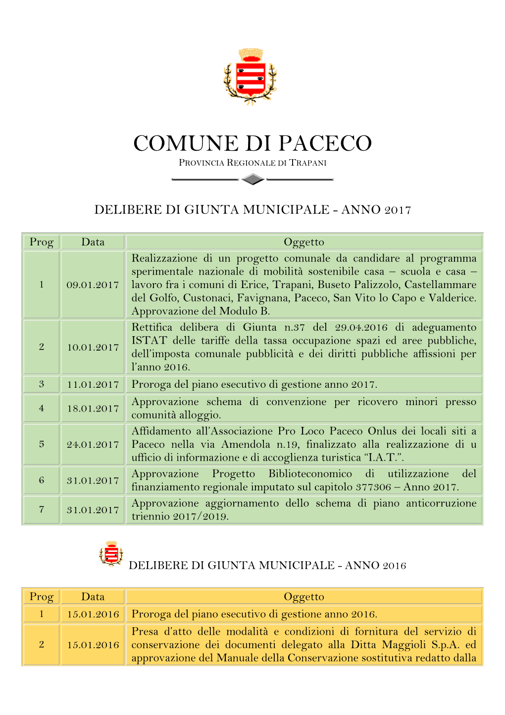 Comune Di Paceco Provincia Regionale Di Trapani