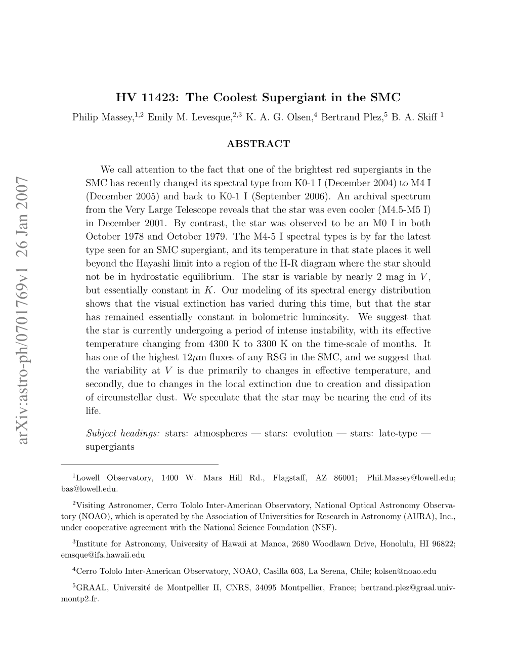 HV 11423: the Coolest Supergiant in The