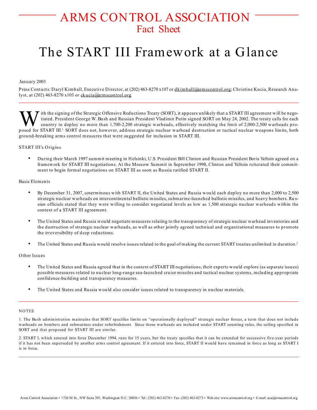 The START III Framework at a Glance