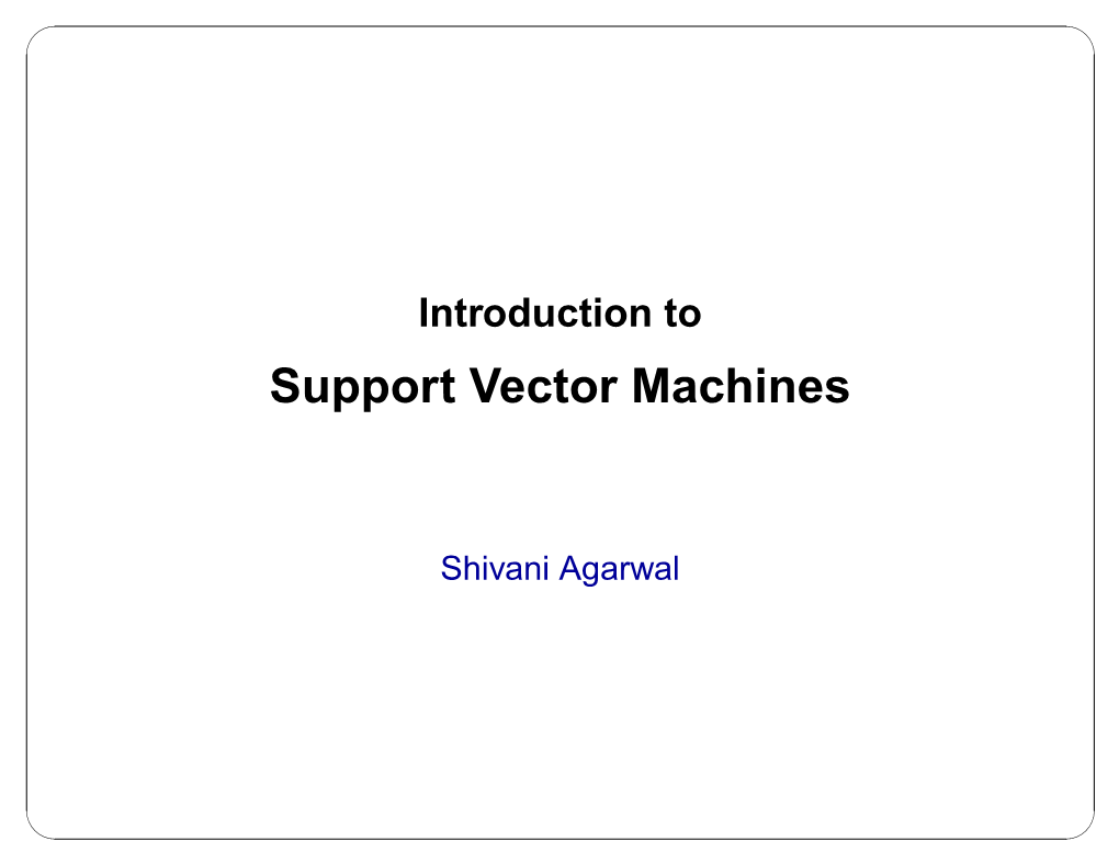 Support Vector Machines