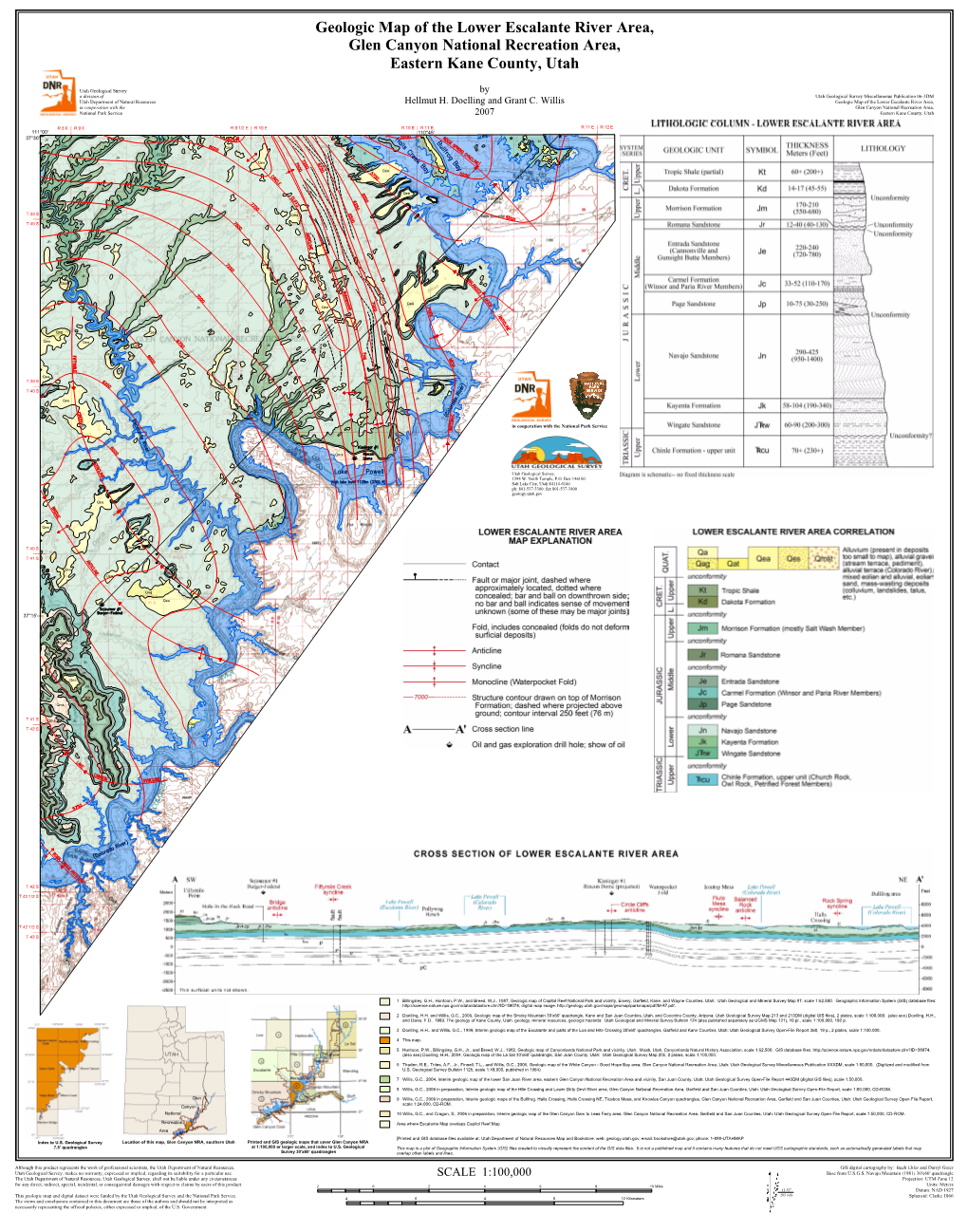 Geologic Map of the Lower Escalante River Area, Glen Canyon National Recreation Area, Eastern Kane County, Utah